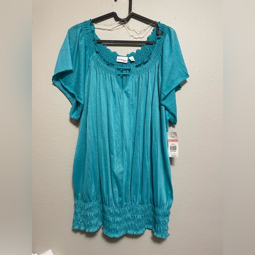 NWT Kim Rogers Crinkle Flutter Top